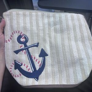 Vera Bradley Striped Anchor Canvas Pouch